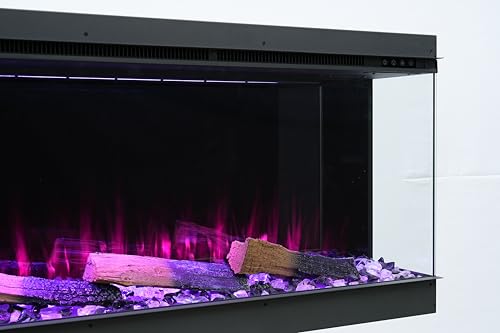 88" 3-Sided Smart Electric Fireplace, Ultra-Narrow Frame, Alexa/WiFi App Control, Panoramic Multicolor LED Flames, Realistic Log, 1500/3000W PTC Ceramic Heating MONDAWE