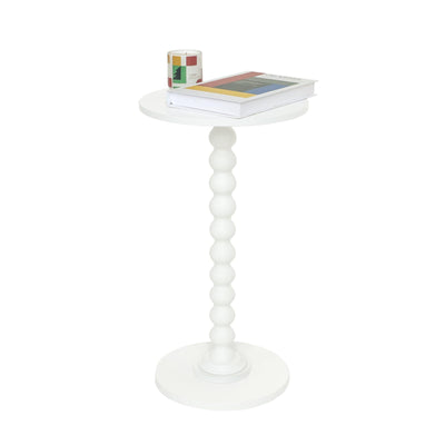 Fultyle Round Side Table, Small Drink Table for Small Spaces, Modern Accent End Table Coffee Table with Solid Wood Leg for Living Room, Bedroom, Corners, and Office (White)