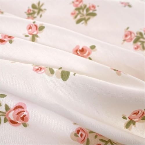 Sedefen Pink Floral Duvet Cover Full Size Romantic Flower Green Botanical Bedding Set 3Pcs Kids Boys Girls Spring Garden Aesthetic Flowers Soft Breathable Microfiber Comforter Cover with 2 Pillowcases Sedefen
