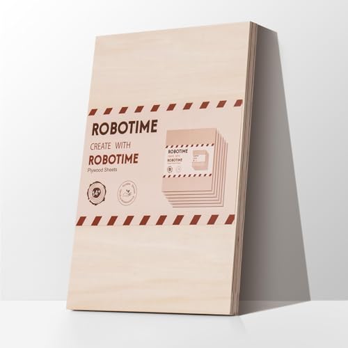 ROBOTIME 6-Pack Laser Wood Sheets 1/8" - 12 x 16 x 1/8 Inch - Basswood 2Pcs & Walnut 2Pcs & Birch 2Pcs - 3mm Plywood Sheets for Laser Cutting, Engraving & Wood Burning (Pyrography) ROBOTIME