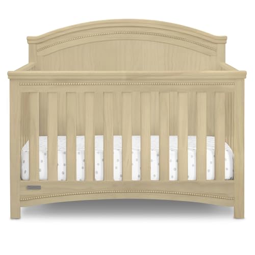 Simmons Kids SlumberTime Emma 4-in-1 Convertible Baby Crib N More - Greenguard Gold Certified, Natural Sandstone