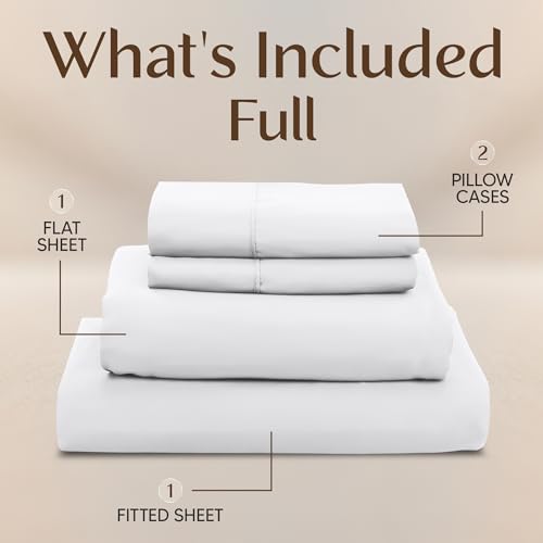 Utopia Bedding Full Sheet Set 4 Piece Bed Sheets for Full Size Bed, Hotel Luxury, Extra Soft, Cooling Bed Sheets - Wrinkle, and Fade Resistant (White) Utopia Bedding