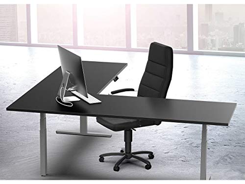 Monoprice Triple-Motor Sit-Stand Corner Desk Frame - Height-Adjustable, L-Shaped, Gray - Workstream Collection Monoprice
