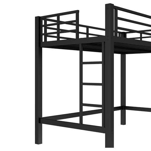 Bellemave Loft Bed Twin Size, Heavy Duty Loft Bed Frame with 2 Build in Ladder and Full Length Guardrail, Easy Assemble, Noise Free Design, No Box Spring Needed, Black Bellemave