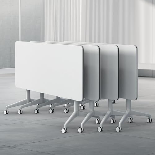 Folding Conference Table On Wheels Conference Room Table Flip Top Mobile Office Training Room Table Meeting Room Table Foldable Meeting Tables Rolling Meeting Table With Silent Wheels(6pack120*60*75) czxhaery