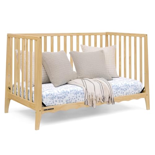 Delta Children Lulu 5-in-1 Convertible Crib, Converts to Toddler Bed, Daybed, Sofa & Full-Size Bed, Natural Wood, Fits Standard Crib Mattress, 3 Mattress Heights for Baby Nursery, Natural