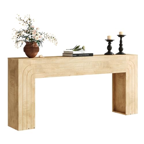 knoworld 70.9-Inch Long Console Table, Farmhouse Entryway Table with Handcrafted Line Detailing, Wood Narrow Sofa Table for Living Room, Hallway, Foyer, and Behind Couch knoworld