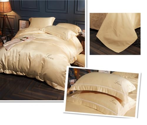 LHHAIUA Queen Comforter Set 4pcs Bedding Duvet Cover Sets Satin Silk Feel Bedding Set Single Double Bed Duvet Cover Solid Color Comforter Set King(White,200 * 230cm) LHHAIUA
