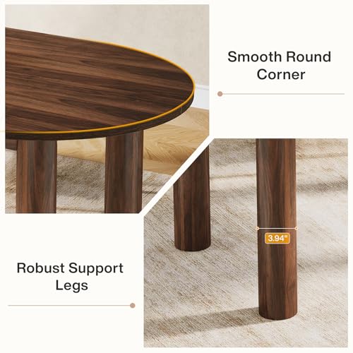 Tribesigns 63" Oval Dining Table for 6, Walnut Wooden Kitchen Table with Arc-Shaped Edge Top for Dinner Room, Living Room, Easy Assembly (Only Table) Tribesigns