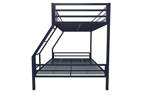 Novogratz Maxwell Twin-Over-Full Metal Bunk Bed with Ladder and Guardrails, Navy Blue Novogratz