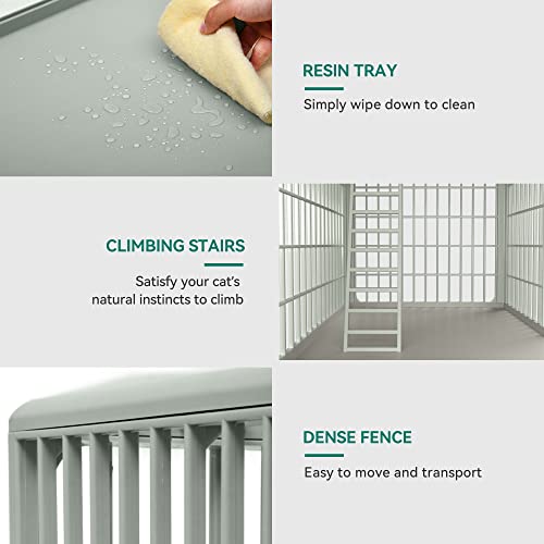 YITAHOME 41'' 2-Tier Cat Cage Cat Crate with Door Locks and Bottom, Three-Door Design Plastic Ferret Cage Large Rabbit Cage Indoor Chinchilla Cage Small Animal Cages Catio with Wheels and Ladder YITAHOME