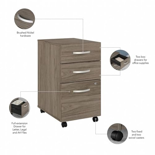Bush Business Furniture Studio C 72W x 36D U Shaped Desk with Hutch and Mobile File Cabinet in Modern Hickory, U Workstation Set for Home or Professional Office Bush Furniture