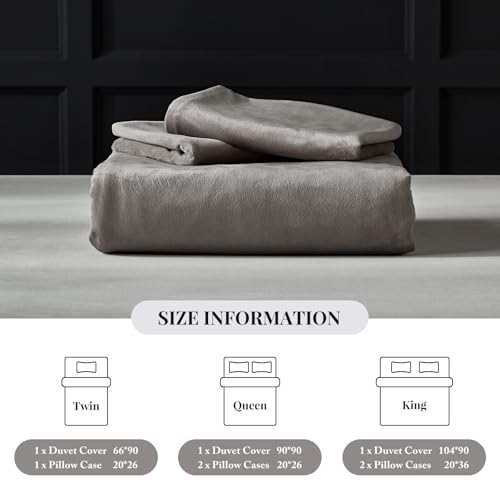 WARMDERN Khaki Flannel Velvet Duvet Cover King Size Duvet Cover Bedding Sets, 3pcs Ultra Soft Luxury Textured Modern Crystal Velvet Duvet Covers with Zipper Closure(Khaki, King) WARMDERN