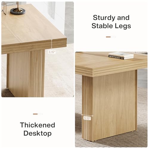 Tribesigns 63" Executive Desk, Modern Executive Office Desk with Thickened Desktop and Heavy-Duty Legs, Wood Writing Workstation Study Table Conference Table for Office, Natural Tribesigns
