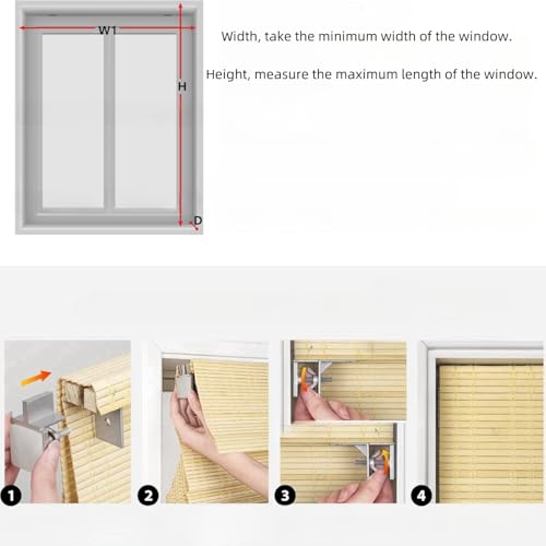 Cordless Natural Woven Wooden Curtains, Cordless Blackout Bamboo Roman Blinds, Natural Woven Wooden Curtains, Lined Bamboo Window Blinds with Excellent Privacy 36 1/2" W x 60" H WoodArtSupply