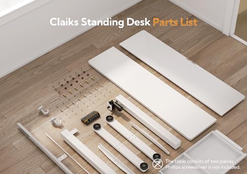 Claiks Standing Desk with Drawers, 48x24 Inch Electric Stand Up Desk, White Adjustable Height Sit Stand Computer Workstation, White Claiks