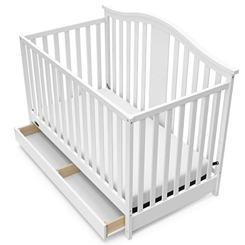 Graco Solano 4-in-1 Convertible Crib with Drawer Combo (White) – GREENGUARD Gold Certified, Includes Full-Size Nursery Storage Drawer, Converts to Toddler Bed and Full-Size Bed Graco