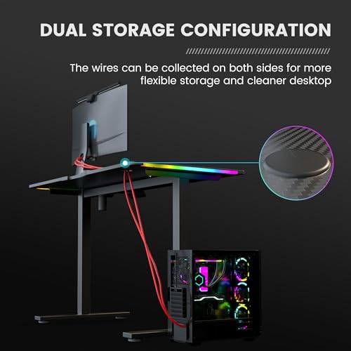 GTPLAYER RGB Electric Standing Desk, Height Adjustable Gaming Desk - Computer Desk with Mouse Pad, Home Office Desk GTPLAYER