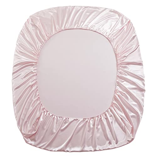 HommxJF Silk Satin Blush Pink Twin Fitted Sheet, Deep Pocket Fitted Sheet Only, Breathable, Non- Fading, Fully Elasticized Bed Sheets Sold Separately HommxJF