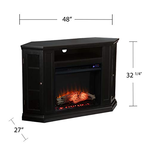 SEI Furniture Claremont Corner Convertible New Electric Fireplace with Storage, Black SEI Furniture