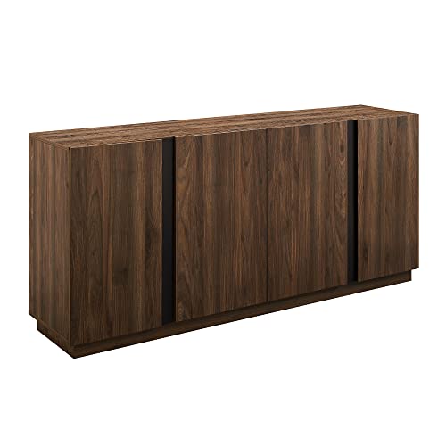 Walker Edison Liss Contemporary 4-Door Minimalist Sideboard, 70 Inch, Dark Walnut Walker Edison