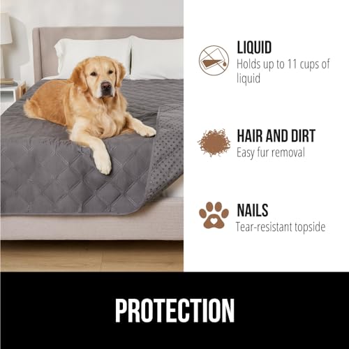 GORILLA GRIP Waterproof Couch Cover for Dogs, Gripped Slip Resistant Backing, Leak Proof Washable Dog Blanket Covers Sofa, Bed, Sectional, Crate, Car, RV Seats, Pet Puppy Essentials, 30x70 Charcoal GORILLA GRIP