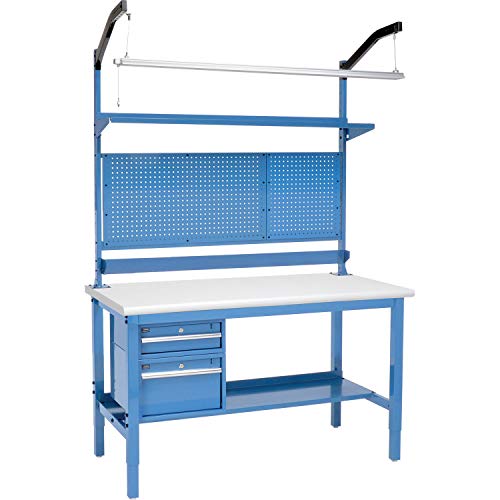 Global Industrial 60"W x 30"D Workbench, 1-5/8" Thick Plastic Laminate Safety Edge Complete Bench, Blue Global Industrial