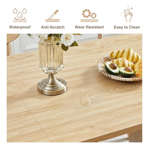 70.8 Inch Dining Table for 4-6 People, Oval Kitchen Table with Semi-Cylindrical Legs Base, Modern Farmhouse Round Dinner Tables for Dining Room Kitchen Living Room (Natural) weselon