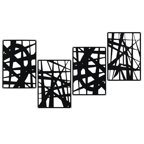 Bdor Decorative Metal Panels, Set of 4, 10.98" x 15.94", Modern Geometric Design, Black Metal Wall Art, Room Dividers, Architectural Elements for Home and Office Décor Bdor