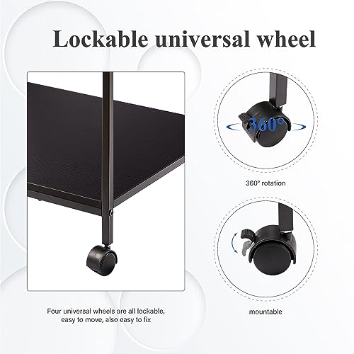 EMERIT Large Printer Stand, 23.6" W x 18.9" D x 31.5" H Printer Table with Adjustable Storage Shelf, 3 Tier Rolling Laser Printer Cart with Wheels for Home Office- Support 100 LBS Each Tier EMERIT