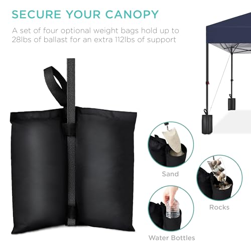 Best Choice Products 12x12ft 1-Person Setup Pop Up Canopy Tent Instant Portable Shelter w/ 1-Button Push, Case, 4 Weight Bags - Navy Blue Best Choice Products