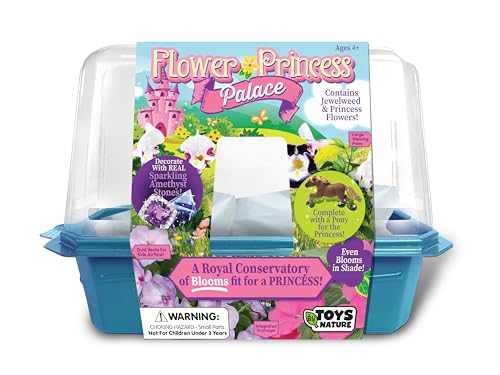 Grow Your Own Flower Princess Palace Terrarium Starter Kit - Blooming Jewelweed & Princess Flowers, Includes Pony, Royal Gems & Complete Supplies to Start Growing in a Week TOYS BY NATURE