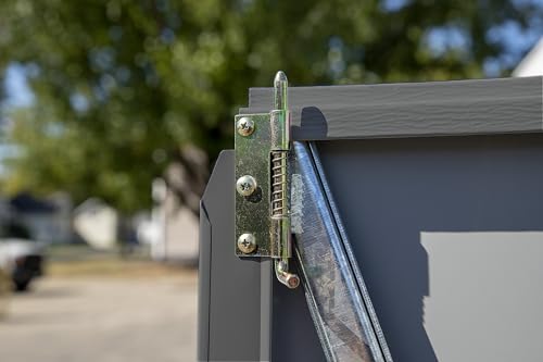 Arrow Yardsaver 4' x 10' Galvanized Steel Outdoor Storage Shed with Sloped Roof and Double-Door Entry, UV-Resistant Steel Floorless Compact Storage Shed, Charcoal Arrow