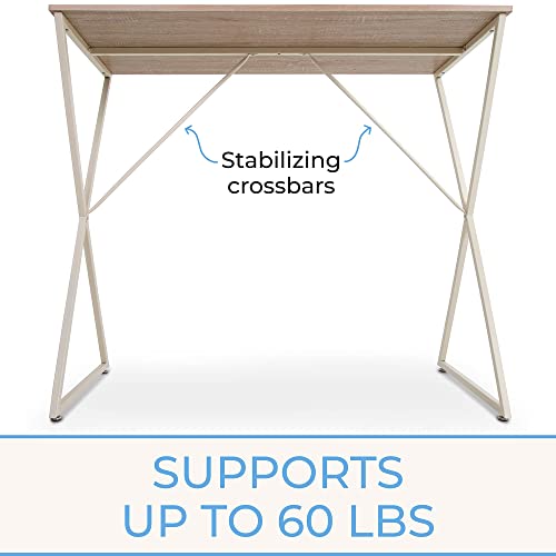 Stand Steady Joy Desk | Modern Stand Up Workstation with Storage Cubbies | Pretty Standing Desk with Large Desktop | Multifunctional Table for Home & Office (Maple / 48 x 42) Stand Steady