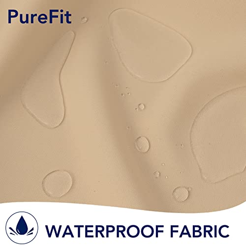 PureFit Outdoor Curtains for Detachable Sticky Tab Top Patio Waterproof/Weatherproof, UV and Fade Resistant Outside Curtains for Gazebo, Porch, Pergola, Privacy Curtain, 54 x 84 inch, 2 Panels, Beige PureFit