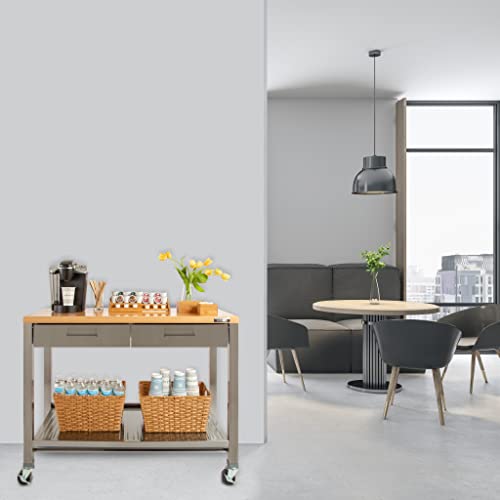 Seville Classics, Steel w/ Solid Wood Top, 48" W x 24" D x 37.5" H Seville Classics