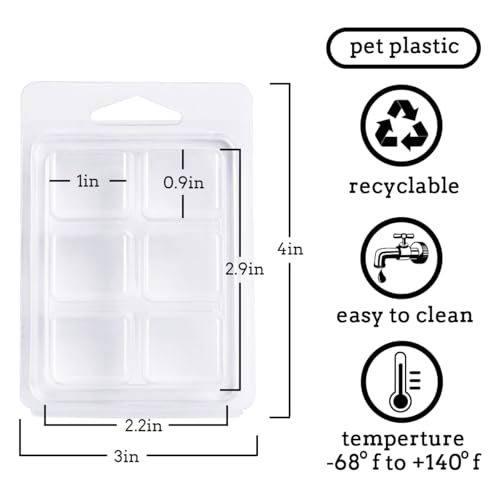 150 Packs Wax Melt Clamshells Molds, Clear Empty Plastic Cube Tray for Wickless Tarts Candles (Clear).