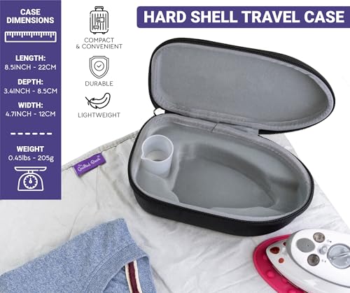 The Quilted Bear Mini Steam Iron - Lightweight Mini Travel Iron for Effortless Quilting & Wrinkle-Free Clothes with Hard Shell Case - Travel Steamer Craft Press for Clothes & Crafts (Black) The Quilted Bear