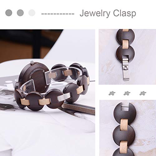 BEWELL Wood Watch Women Handmade Lightweight Analog Quartz Dress Wrist Watches with Wooden Bracelet BEWELL
