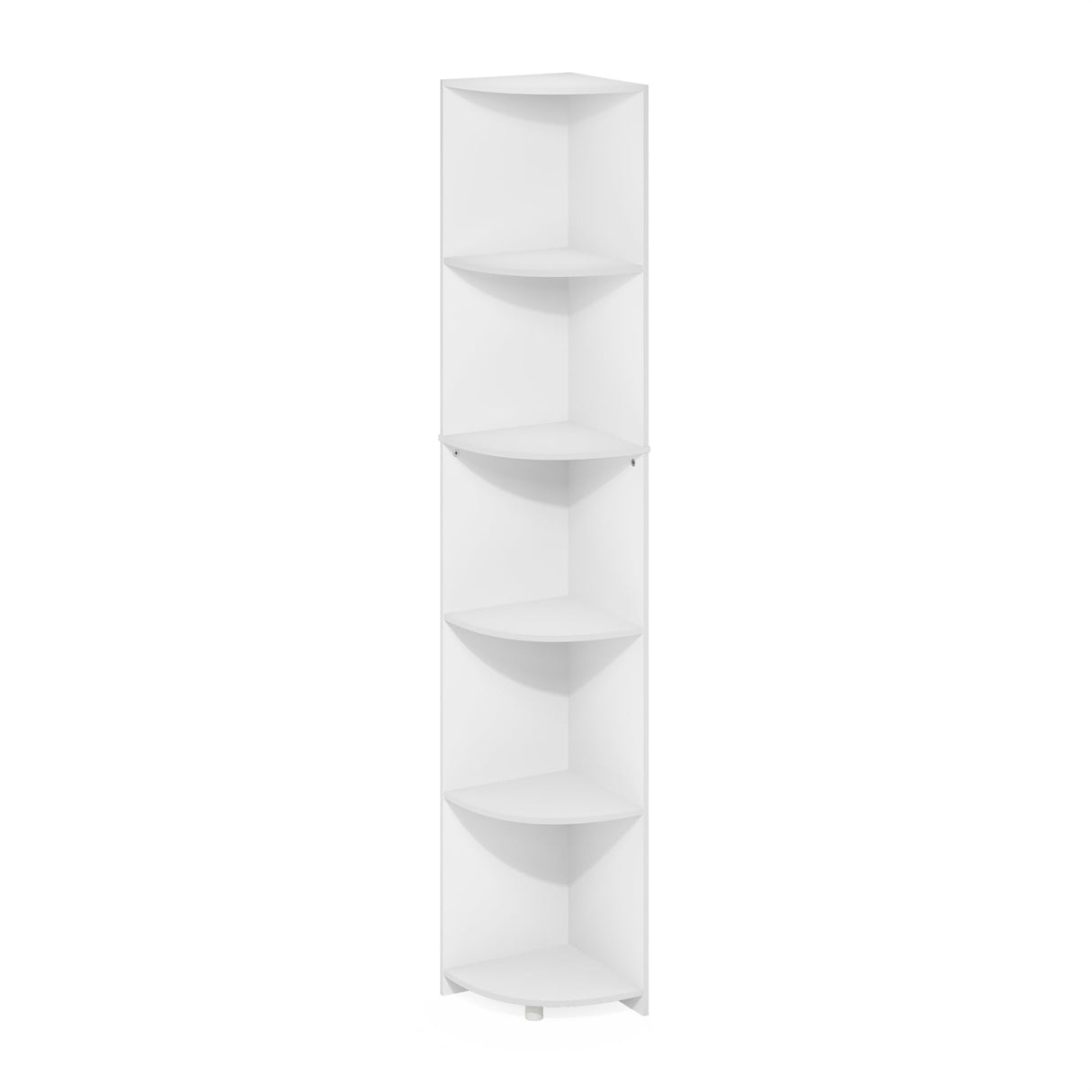 Furinno Econ 5-Tier Corner Shelf Bookcase, Bookshelf, White Furinno