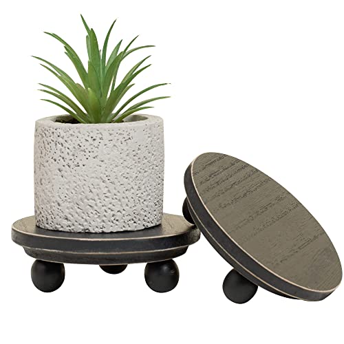 Defined Deco Mini risers for display,Wood Risers for Decor,Small 5”Round Wooden Riser, Farmhouse Wood Riser, Rustic Pedestal Display Stand,Display Risers for Tiered Tray Decor(Set of 2,Black) DD DEFINED DECO