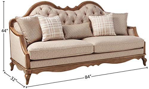 ACME Chelmsford Sofa w/5 Pillows - 56050 - Beige Fabric & Antique Taupe Acme