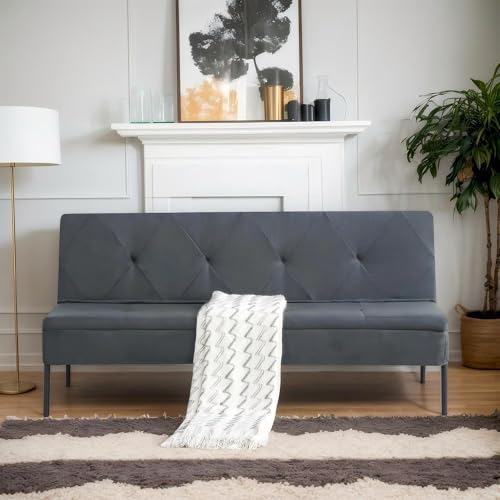 Anwick Modern Fabric Sofa Bed Futon,Convertible Sleeper Bed Folding Couches with 3 Reclining Angles,Split Back 69" Small Recliner Loveseat for Living Room Apartment Office (Grey, 69") Anwick