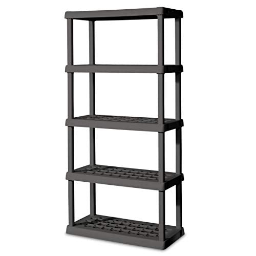 Sterilite 5 Shelf Gray Shelves Legs 1 Pack 01553V01 Unit, Flat, 1-Pack Sterilite
