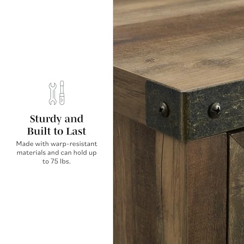 Walker Edison Cass Modern Farmhouse Double Barn Door Accent Cabinet, 30 Inch, Grey Wash Walker Edison