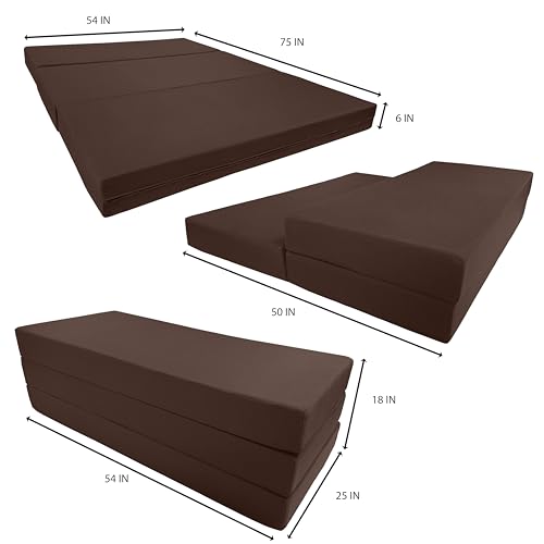 D&D Futon Furniture Shikibuton Trifold Foam Beds, Folding Mattress, Ottoman, 1.8 lbs High Density, Full Size Brown 75 x 54 x 6 D&D Futon Furniture
