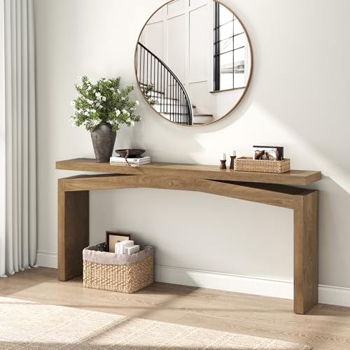 Epecoya Console Tables for Entryway 63-Inch, Wooden Sofa Tables Narrow Long Behind Couch Farmhouse, Modern Entryway Tables Rectangular for Entrance, Home, Living Room, Natural Brown Epecoya