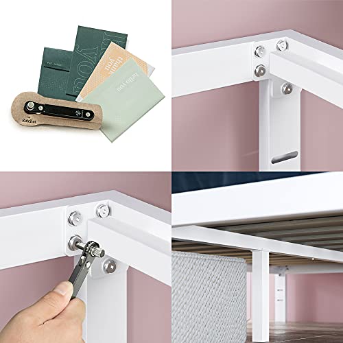 Zinus Mia Metal Platform Bed Frame - Twin Size, Wood Slat Support, Easy Assembly, White Zinus