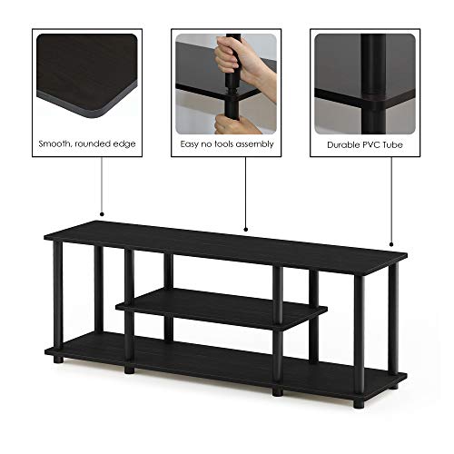 Furinno Turn-N-Tube No Tools 3D 3-Tier Entertainment TV Stand up to 50 inch TV, Round Tubes, Walnut Furinno