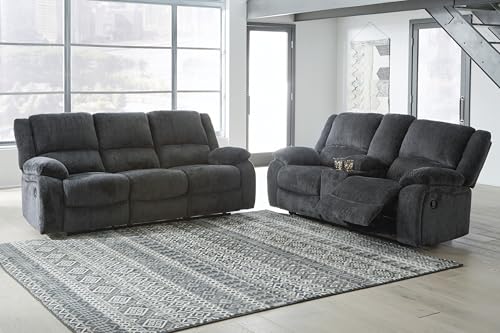 Signature Design by Ashley Draycoll Contemporary Double Reclining Manual Loveseat with Center Console, Dark Gray Signature Design by Ashley